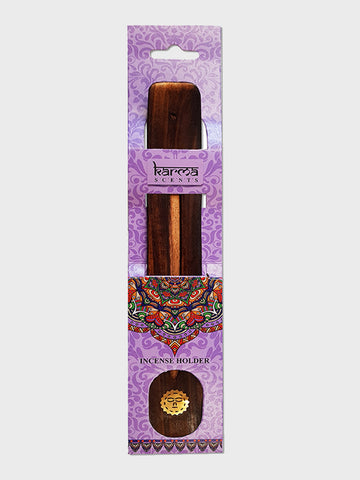 Namaste Karma Scents Brass Inlay Mango Wood Incense Ash Catcher Holder - Sun